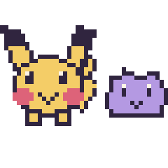Pixel art Pikachu et Métamorph mini, grille 40 × 40