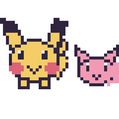 Pixel art Pikachu et Mew mini, grille 40 × 40