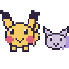 Pixel art Pikachu et Mewtwo mini, grille 40 × 40