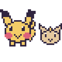 Pixel art Pikachu et Miaouss mini, grille 40 × 40
