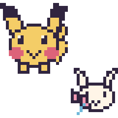 Pixel art Pikachu et Nymphali mini, grille 40 × 40