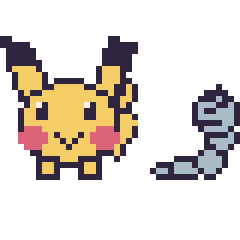 Pixel art Pikachu et Onix mini, grille 40 × 40