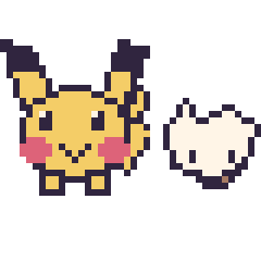 Pixel art Pikachu et Osselait mini, grille 40 × 40
