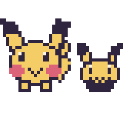 Pixel art Pikachu et Pichu mini, grille 40 × 40