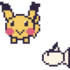 Pixel art Pikachu et Poissirène mini, grille 40 × 40