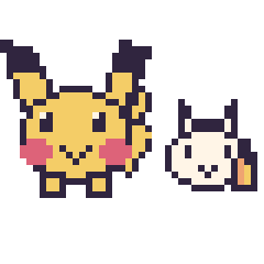 Pixel art Pikachu et Ponyta mini, grille 40 × 40