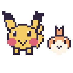 Pixel art Pikachu et Poussifeu mini, grille 40 × 40