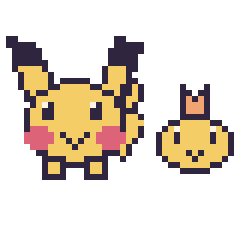 Pixel art Pikachu et Psykokwak mini, grille 40 × 40