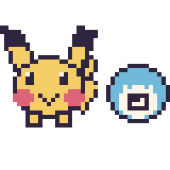 Pixel art Pikachu et Ptitard mini, grille 40 × 40