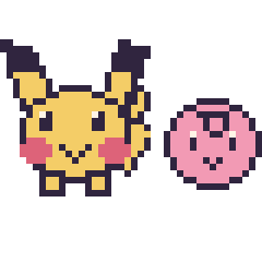Pixel art Pikachu et Rondoudou mini, grille 40 × 40