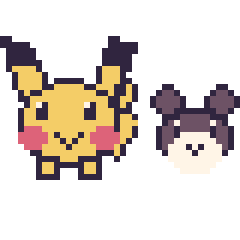 Pixel art Pikachu et Ronflex mini, grille 40 × 40