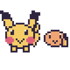 Pixel art Pikachu et Salamèche mini, grille 40 × 40