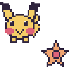 Pixel art Pikachu et Stari mini, grille 40 × 40