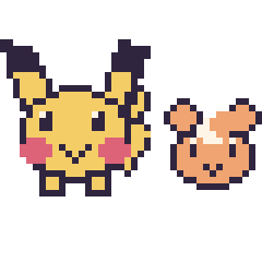 Pixel art Pikachu et Teddiursa mini, grille 40 × 40