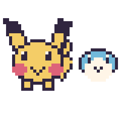 Pixel art Pikachu et Tiplouf mini, grille 40 × 40