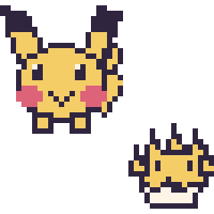 Pixel art Pikachu et Voltali mini, grille 40 × 40