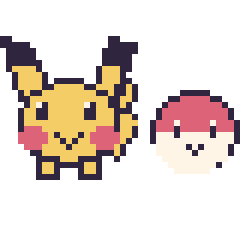 Pixel art Pikachu et Voltorbe mini, grille 40 × 40