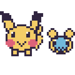 Pixel art Pikachu et Wattouat mini, grille 40 × 40