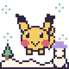 Pixel art Pikachu en hiver, grille 40 × 40