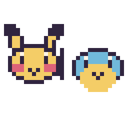 Pixel art Pikachu mini et Carapuce mini, grille 32 × 32