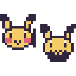 Pixel art Pikachu mini et Pichu mini, grille 32 × 32