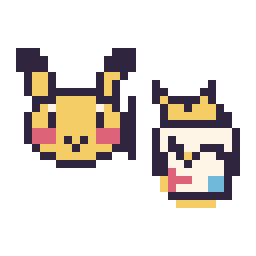 Pixel art Pikachu mini et Togepi mini, grille 32 × 32