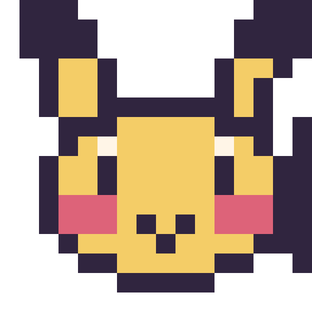 Modèle de pixel art Pikachu mini 16 × 16 sur une grille de 16 par 16 cases
