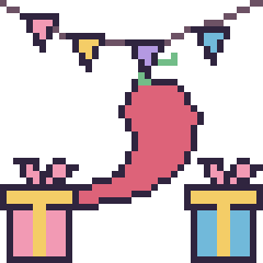 Pixel art Piment pour un anniversaire, grille 40 × 40