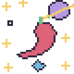 Pixel art Piment dans l’espace, grille 40 × 40