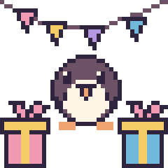 Pixel art Pingouin pour un anniversaire, grille 40 × 40