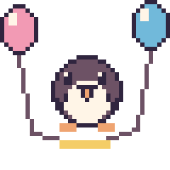 Pixel art Pingouin avec des ballons, grille 40 × 40