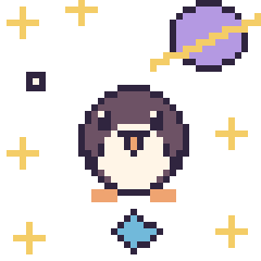 Pixel art Pingouin dans l’espace, grille 40 × 40