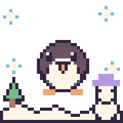 Pixel art Pingouin en hiver, grille 40 × 40