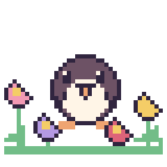 Pixel art Pingouin dans le jardin, grille 40 × 40