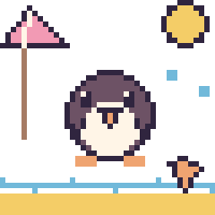 Pixel art Pingouin à la plage, grille 40 × 40
