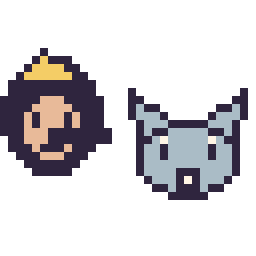 Pixel art Pinocchio mini et Bourriquet mini, grille 32 × 32