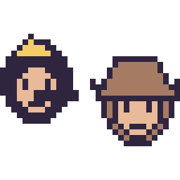 Pixel art Pinocchio mini et Woody mini, grille 32 × 32