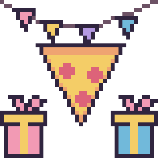 Modèle de pixel art Pizza pour un anniversaire sur une grille de 40 par 40 cases