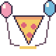 Pixel art Pizza avec des ballons, grille 40 × 40