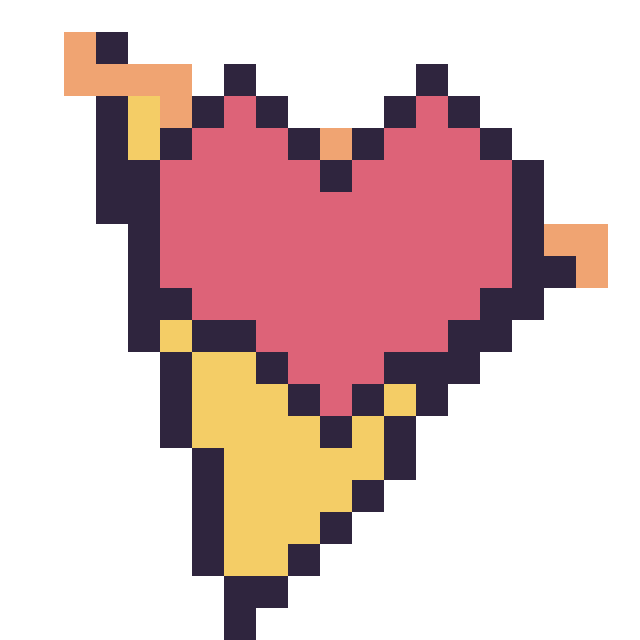 Modèle de pixel art Pizza avec un cœur sur une grille de 20 par 20 cases