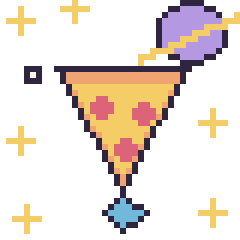Pixel art Pizza dans l’espace, grille 40 × 40
