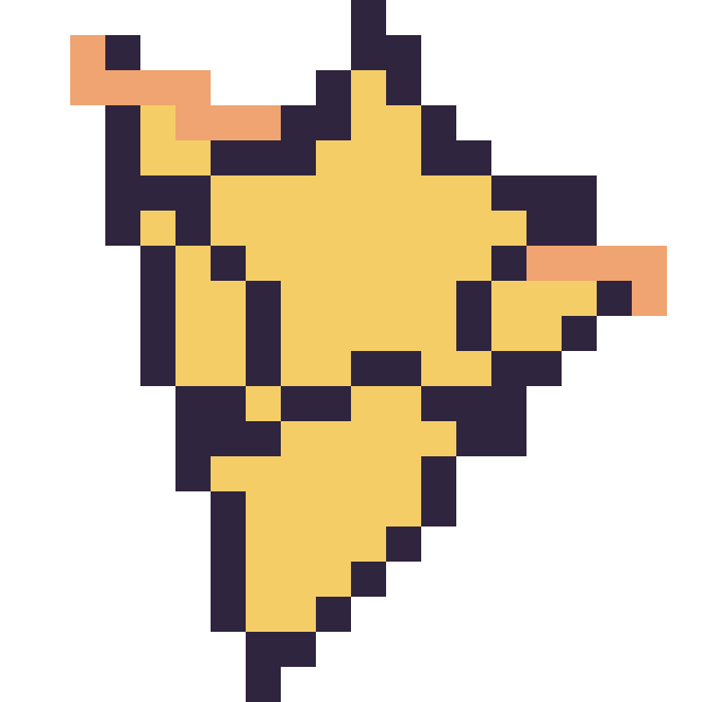 Modèle de pixel art Pizza avec une étoile sur une grille de 20 par 20 cases