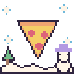 Pixel art Pizza en hiver, grille 40 × 40