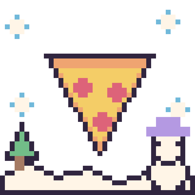 Modèle de pixel art Pizza en hiver sur une grille de 40 par 40 cases