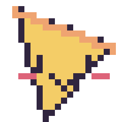 Pixel art Pizza kawaii, grille 20 × 20