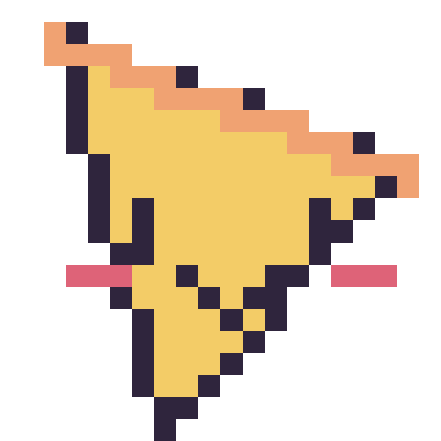Modèle de pixel art Pizza kawaii sur une grille de 20 par 20 cases