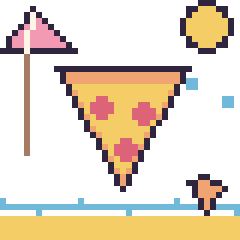 Pixel art Pizza à la plage, grille 40 × 40