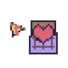 Pixel art Pizza simple 10 × 10 et Chocolat avec un cœur, grille 40 × 40