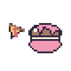 Pixel art Pizza simple 10 × 10 et Macaron au chocolat, grille 40 × 40