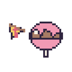 Pixel art Pizza simple 10 × 10 et Sucette au chocolat, grille 40 × 40